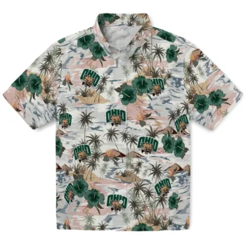 ohio bobcats hibiscus seaside white hawaiian shirts best selling
