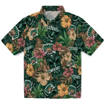 ohio bobcats tiki jungle green hawaiian shirts best selling
