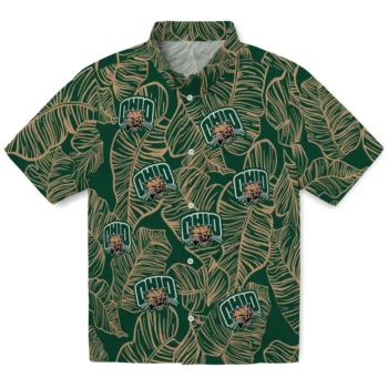 ohio bobcats leaf outline green hawaiian shirts best selling