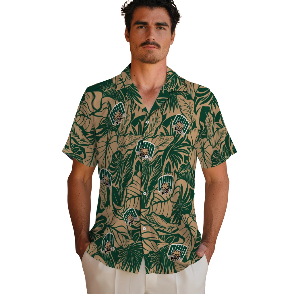Ohio Bobcats Hawaiian Shirt - Monstera Layer ohio bobcats monstera layer green hawaiian shirts fashion forward