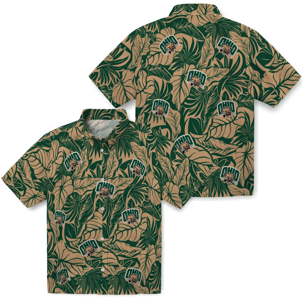 Ohio Bobcats Hawaiian Shirt - Monstera Layer ohio bobcats monstera layer green hawaiian shirts high quality