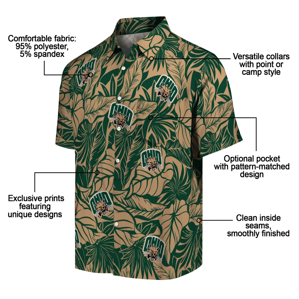 Ohio Bobcats Hawaiian Shirt - Monstera Layer ohio bobcats monstera layer green hawaiian shirts new arrival