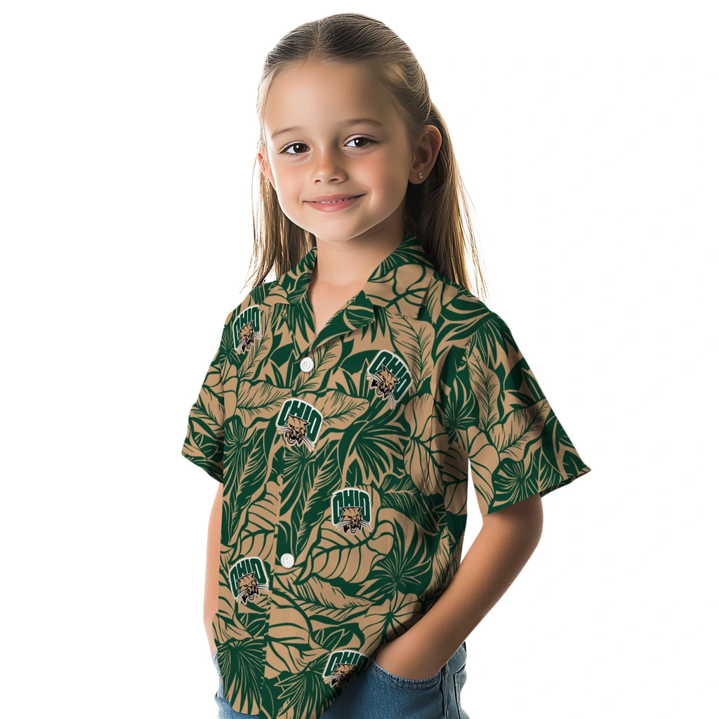 Ohio Bobcats Hawaiian Shirt - Monstera Layer ohio bobcats monstera layer green hawaiian shirts premium grade