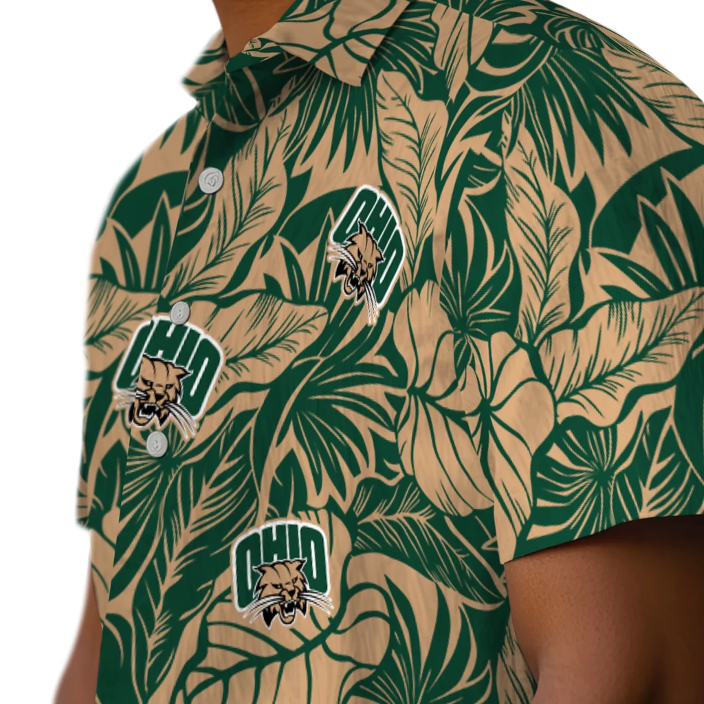 Ohio Bobcats Hawaiian Shirt - Monstera Layer ohio bobcats monstera layer green hawaiian shirts trendy