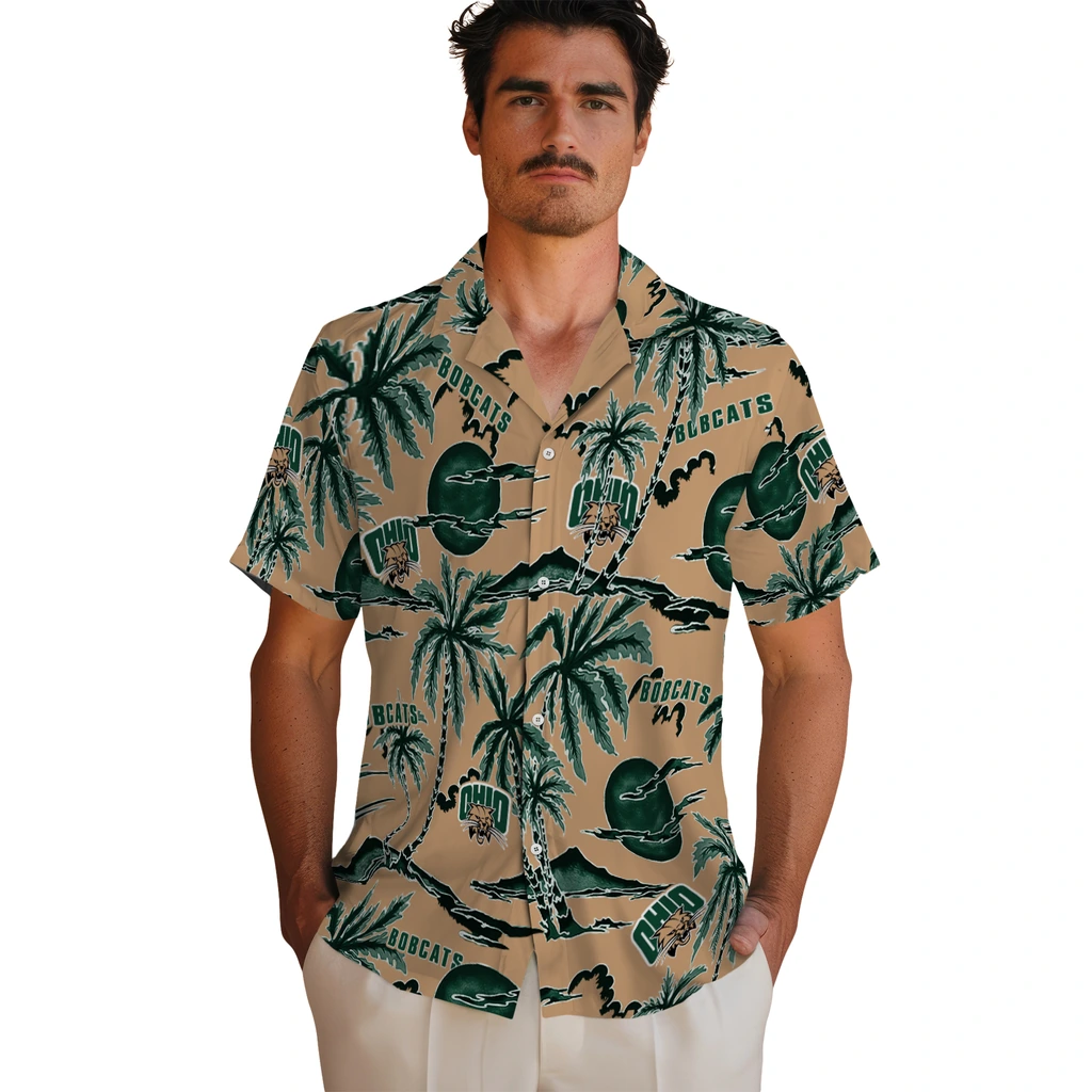Ohio Bobcats Hawaiian Shirt - Palm Sunset ohio bobcats palm sunset hawaiian shirts fashion forward