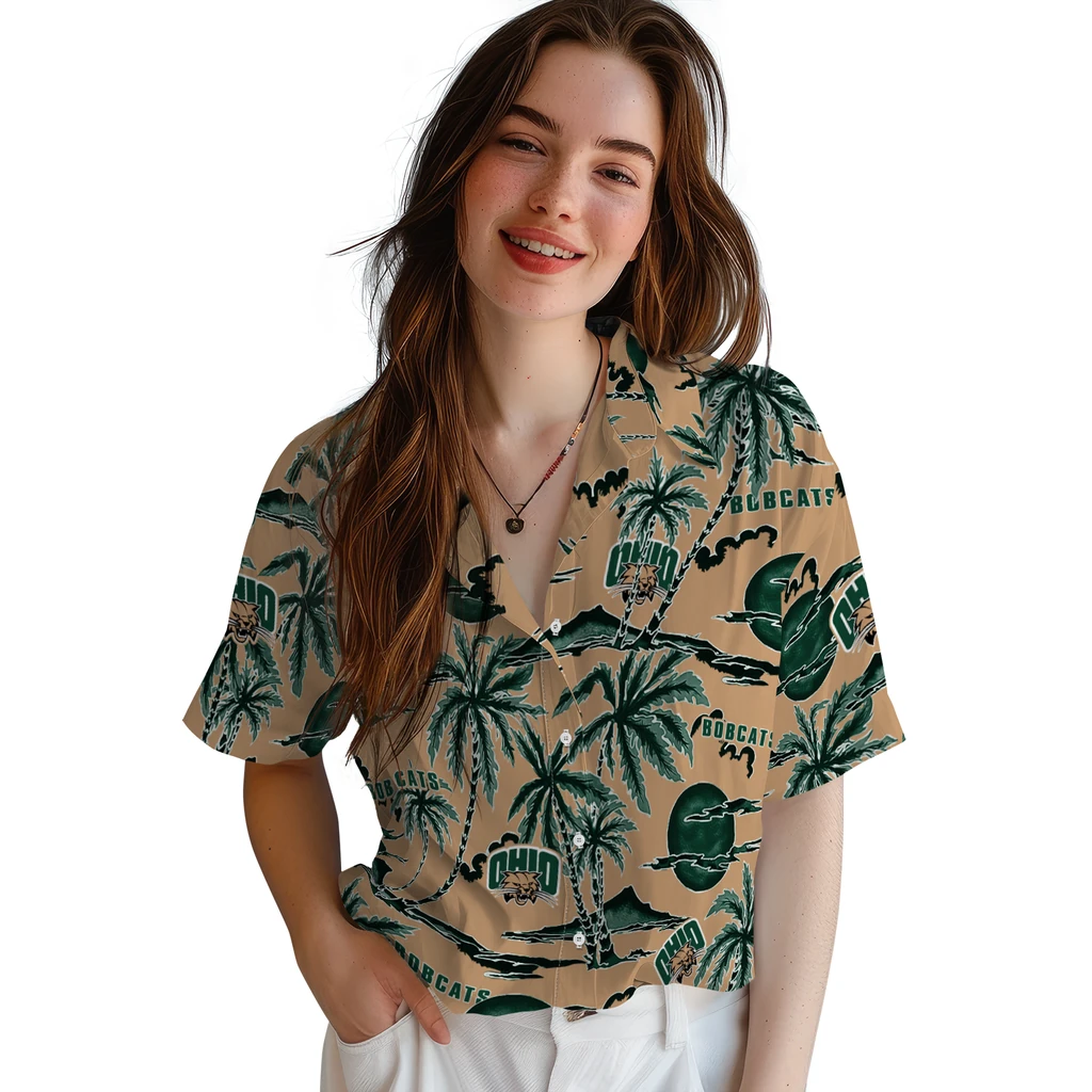 Ohio Bobcats Hawaiian Shirt - Palm Sunset ohio bobcats palm sunset hawaiian shirts latest model