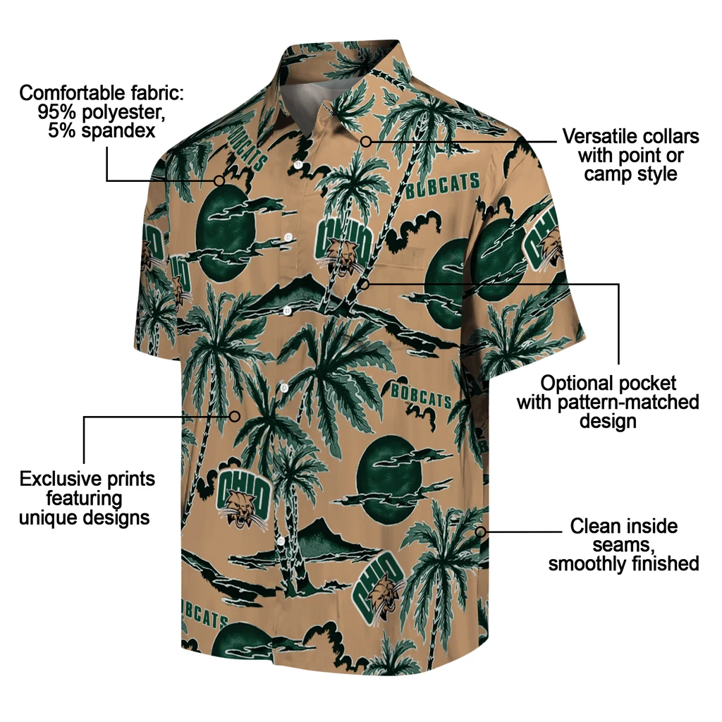 Ohio Bobcats Hawaiian Shirt - Palm Sunset ohio bobcats palm sunset hawaiian shirts new arrival