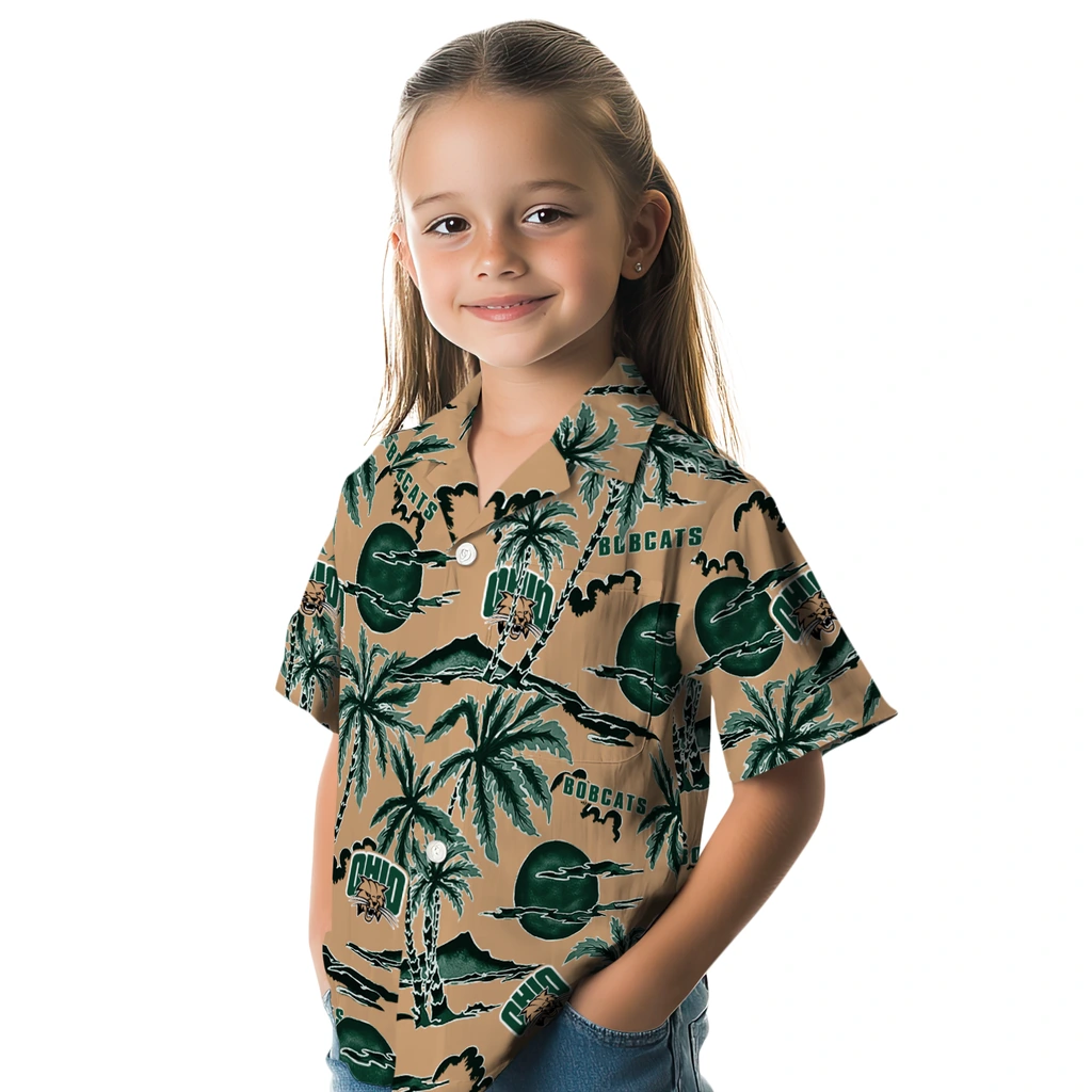 Ohio Bobcats Hawaiian Shirt - Palm Sunset ohio bobcats palm sunset hawaiian shirts premium grade
