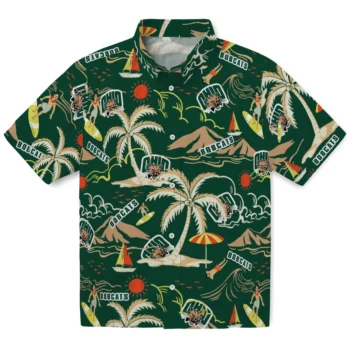 ohio bobcats palm tree island green hawaiian shirts best selling