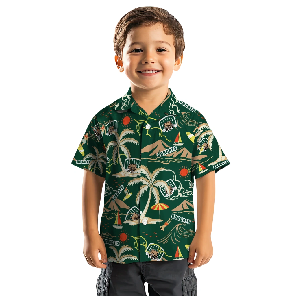Ohio Bobcats Hawaiian Shirt - Palm Tree Island ohio bobcats palm tree island green hawaiian shirts top rated