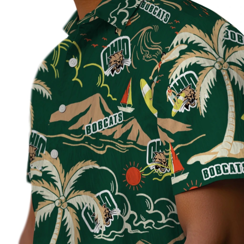 Ohio Bobcats Hawaiian Shirt - Palm Tree Island ohio bobcats palm tree island green hawaiian shirts trendy