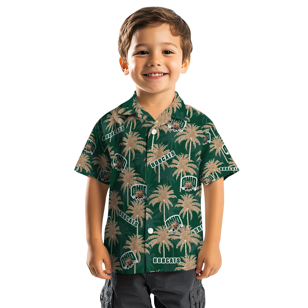 Ohio Bobcats Hawaiian Shirt - Palm Tree Motif ohio bobcats palm grove green hawaiian shirts top rated