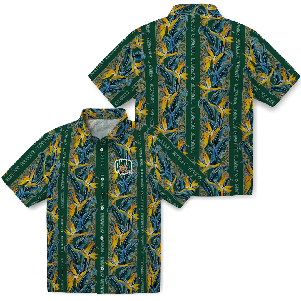 Ohio Bobcats Hawaiian Shirt - Paradise Vines ohio bobcats paradise vines green hawaiian shirts high quality