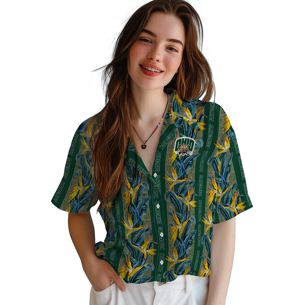 Ohio Bobcats Hawaiian Shirt - Paradise Vines ohio bobcats paradise vines green hawaiian shirts latest model