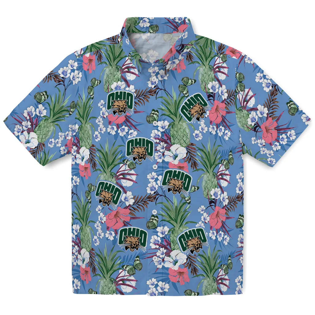 Ohio Bobcats Hawaiian Shirt - Pineapple Bouquet ohio bobcats pineapple bouquet best sky blue hawaiian shirts best selling