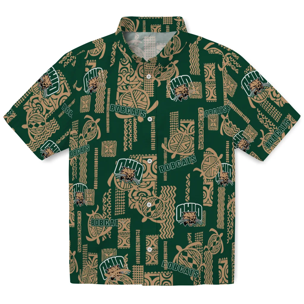 Ohio Bobcats Hawaiian Shirt - Turtle Lines ohio bobcats turtle lines green hawaiian shirts best selling