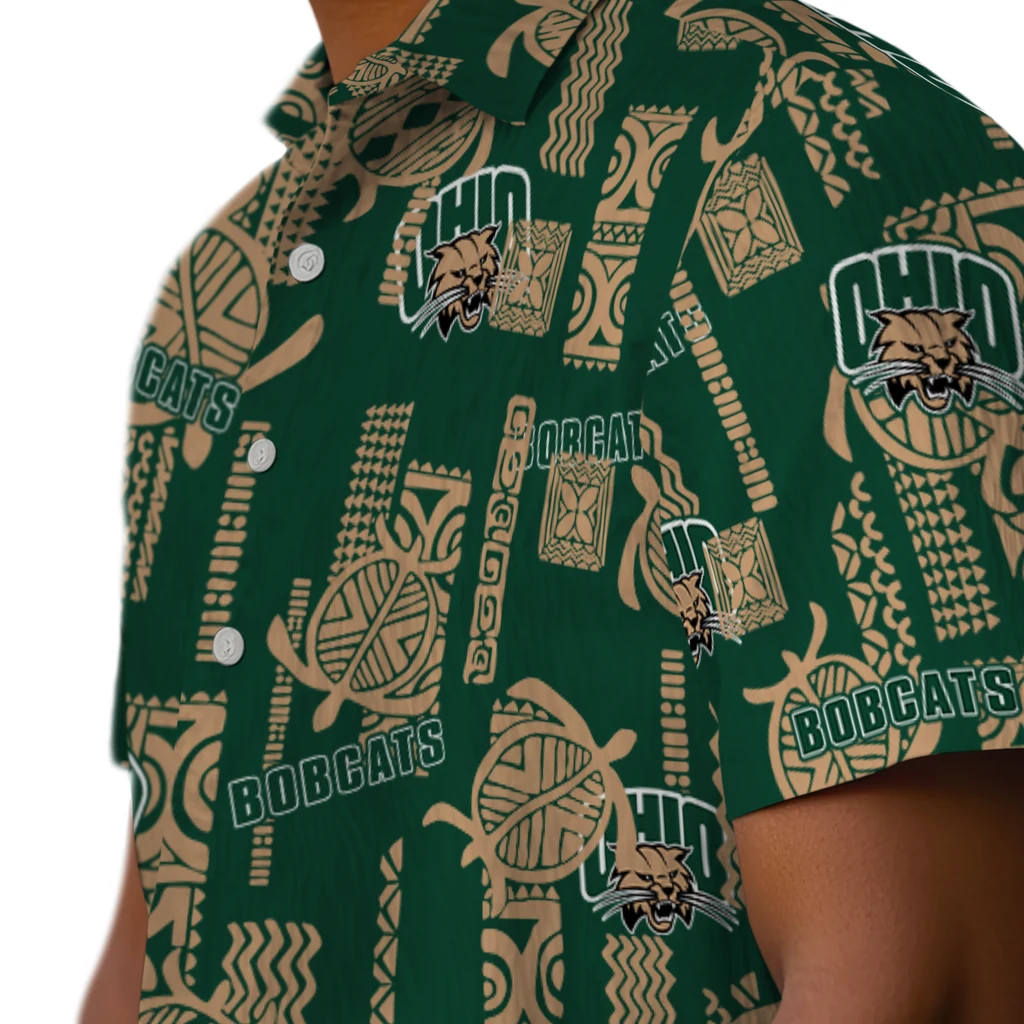 Ohio Bobcats Hawaiian Shirt - Turtle Lines ohio bobcats turtle lines green hawaiian shirts trendy