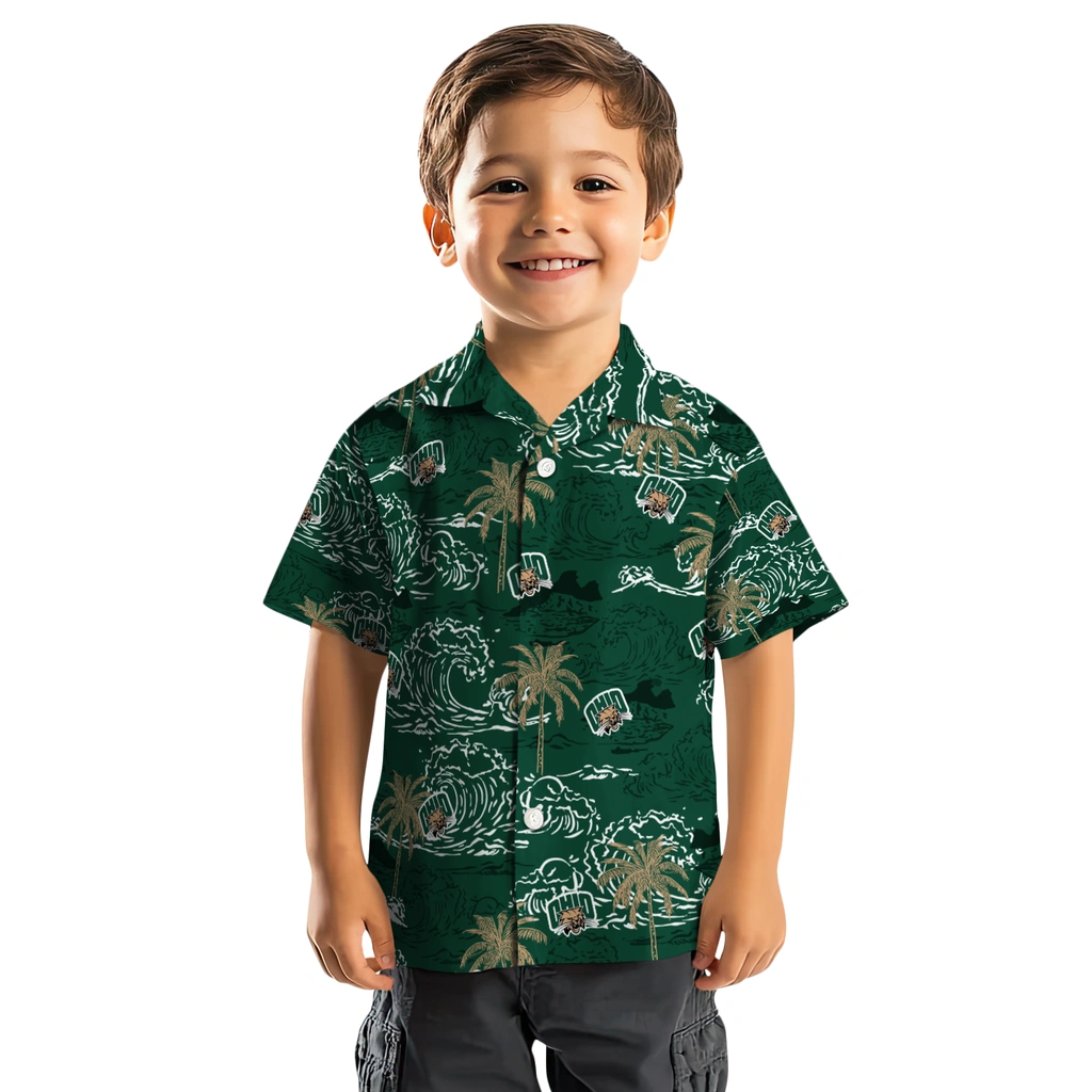 Ohio Bobcats Hawaiian Shirt - Wave Palm ohio bobcats wave palm green hawaiian shirts top rated