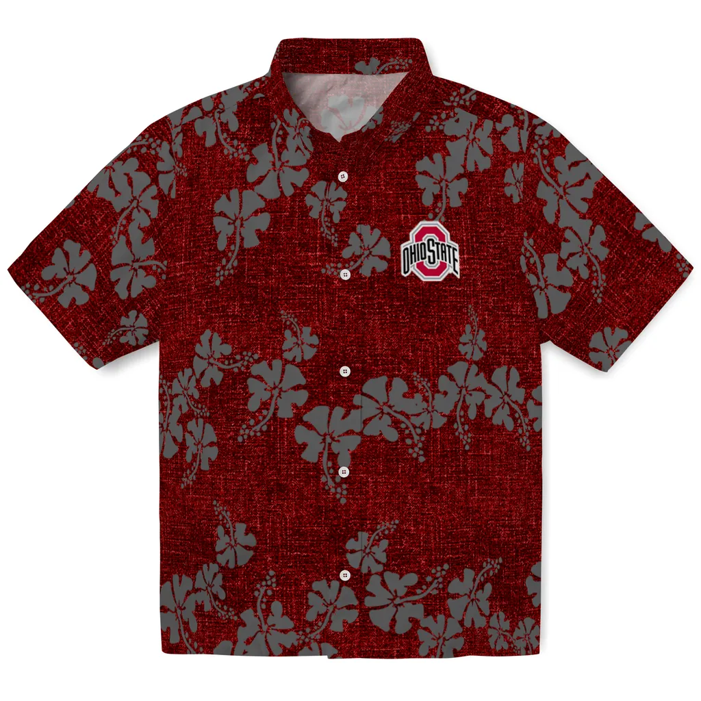 Ohio State Buckeyes Hawaiian Shirt - 50th State Flower ohio state buckeyes hibiscus petals scarlet hawaiian shirts best selling