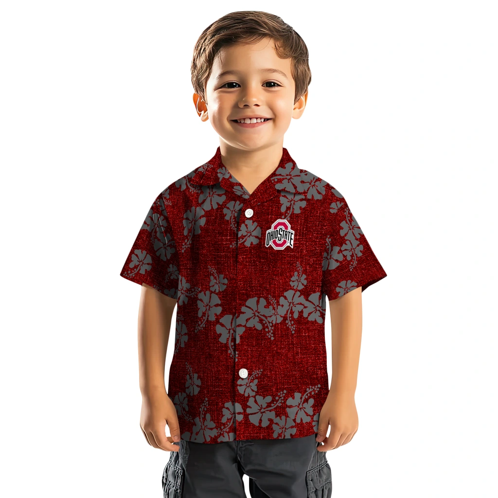 Ohio State Buckeyes Hawaiian Shirt - 50th State Flower ohio state buckeyes hibiscus petals scarlet hawaiian shirts top rated