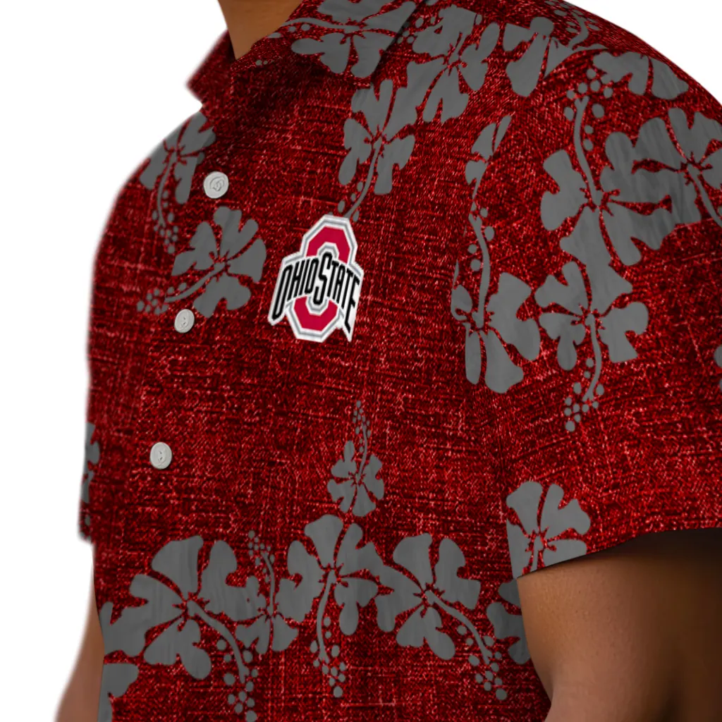 Ohio State Buckeyes Hawaiian Shirt - 50th State Flower ohio state buckeyes hibiscus petals scarlet hawaiian shirts trendy