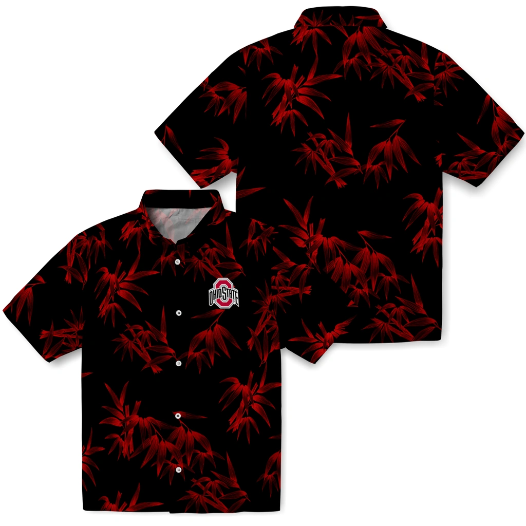 Ohio State Buckeyes Hawaiian Shirt - Bamboo Branches ohio state buckeyes bamboo branches scarlet black hawaiian shirts high quality