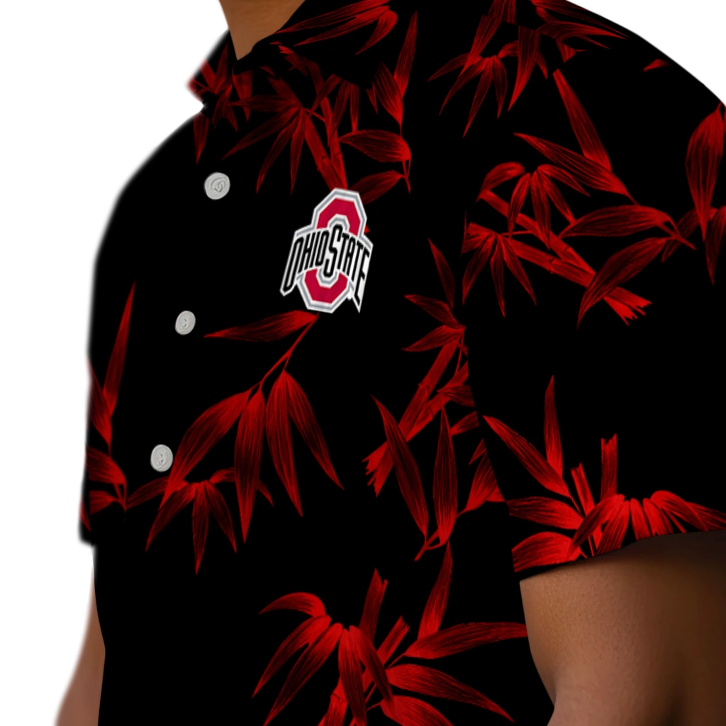 Ohio State Buckeyes Hawaiian Shirt - Bamboo Branches ohio state buckeyes bamboo branches scarlet black hawaiian shirts trendy