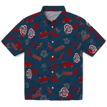 ohio state buckeyes beach vibe navy hawaiian shirts best selling