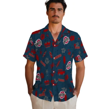 ohio state buckeyes beach vibe navy hawaiian shirts fashion forward