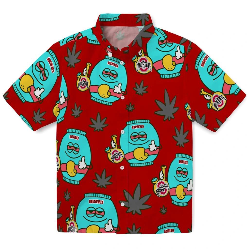 Ohio State Buckeyes Hawaiian Shirt - Chill Vibe ohio state buckeyes bong smile scarlet hawaiian shirts best selling