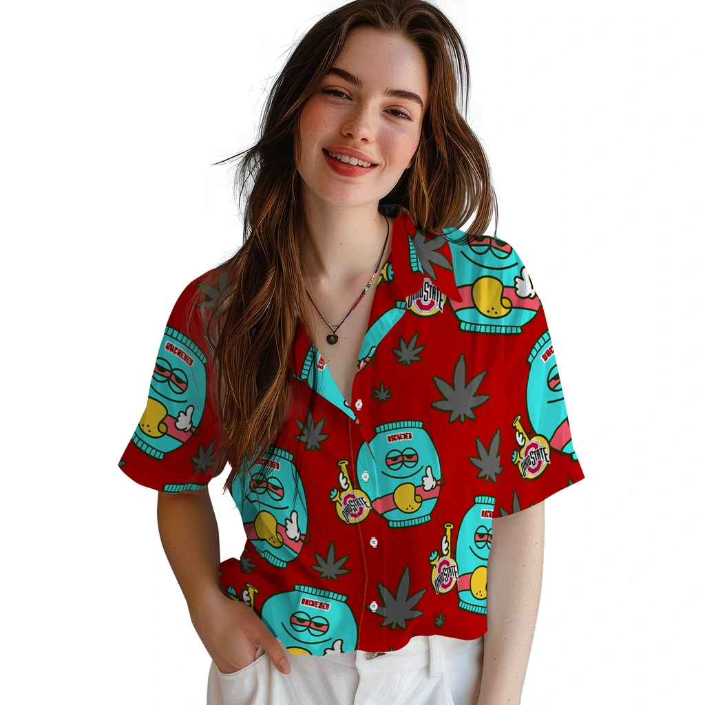 Ohio State Buckeyes Hawaiian Shirt - Chill Vibe ohio state buckeyes bong smile scarlet hawaiian shirts latest model