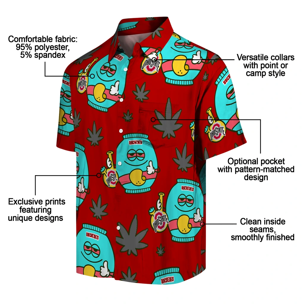 Ohio State Buckeyes Hawaiian Shirt - Chill Vibe ohio state buckeyes bong smile scarlet hawaiian shirts new arrival