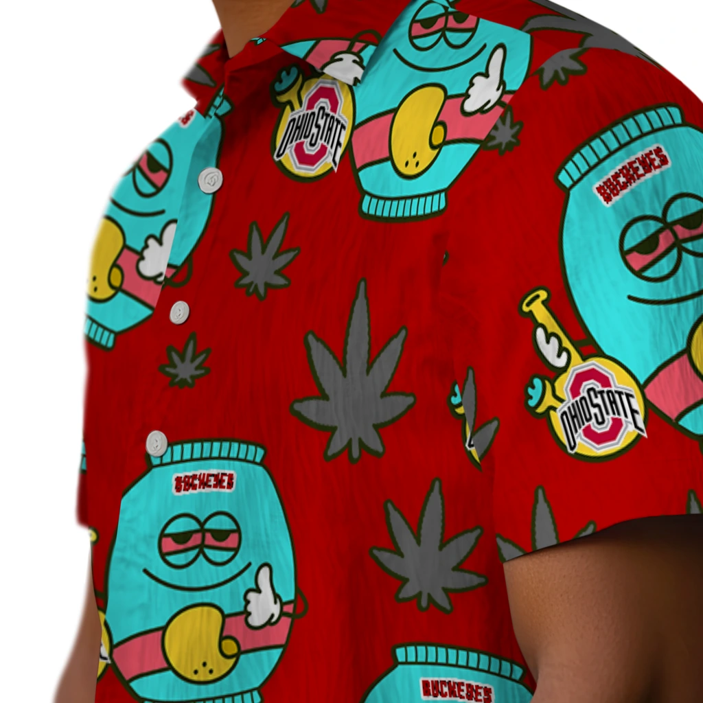 Ohio State Buckeyes Hawaiian Shirt - Chill Vibe ohio state buckeyes bong smile scarlet hawaiian shirts trendy