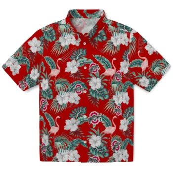 ohio state buckeyes flamingo palms scarlet hawaiian shirts best selling