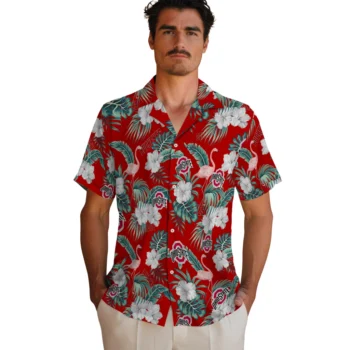 ohio state buckeyes flamingo palms scarlet hawaiian shirts fashion forward