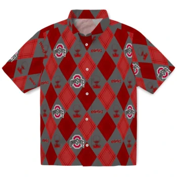 ohio state buckeyes balloon plaid scarlet hawaiian shirts best selling