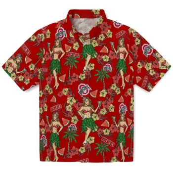 ohio state buckeyes hawaiian girls design scarlet hawaiian shirts best selling