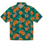 Ohio State Buckeyes Hawaiian Shirt – Hibiscus and Palm Leaves