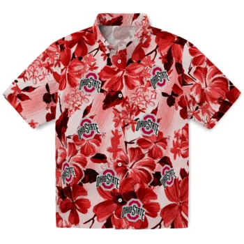 ohio state buckeyes hibiscus arrangement scarlet hawaiian shirts best selling
