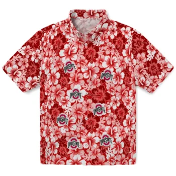 ohio state buckeyes hibiscus blooms scarlet hawaiian shirts best selling