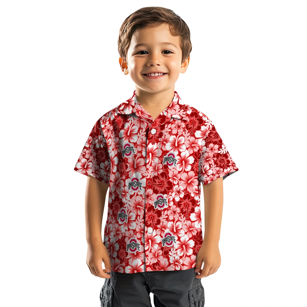 Ohio State Buckeyes Hawaiian Shirt - Hibiscus Blooms ohio state buckeyes hibiscus blooms scarlet hawaiian shirts top rated