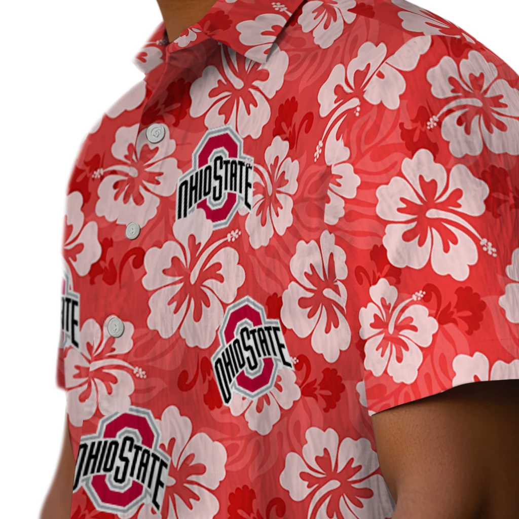Ohio State Buckeyes Hawaiian Shirt - Hibiscus Cluster ohio state buckeyes hibiscus cluster scarlet hawaiian shirts trendy