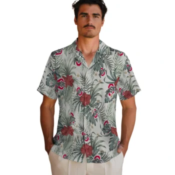 ohio state buckeyes hibiscus designs beige hawaiian shirts fashion forward