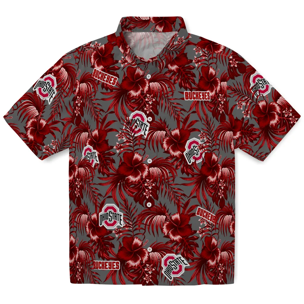 Ohio State Buckeyes Hawaiian Shirt - Hibiscus Exotic ohio state buckeyes hibiscus exotic scarlet hawaiian shirts best selling