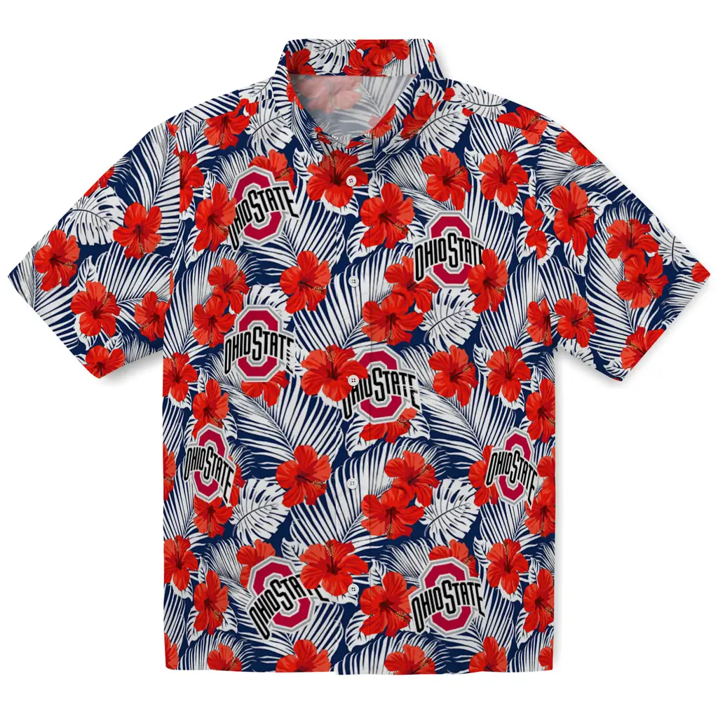 Ohio State Buckeyes Hawaiian Shirt - Hibiscus Fiesta ohio state buckeyes hibiscus fiesta red royal blue hawaiian shirts best selling