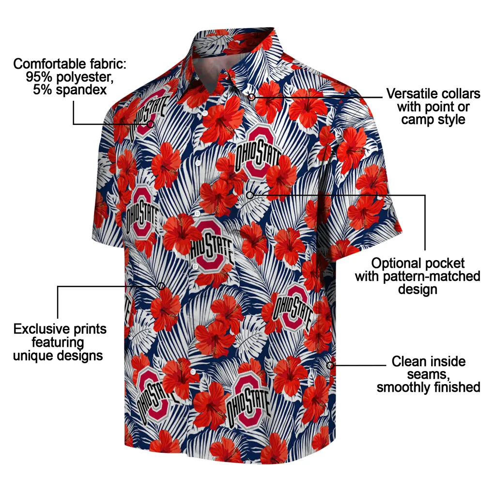 Ohio State Buckeyes Hawaiian Shirt - Hibiscus Fiesta ohio state buckeyes hibiscus fiesta red royal blue hawaiian shirts new arrival