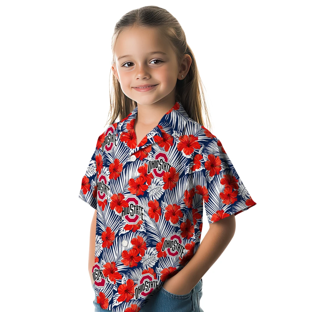 Ohio State Buckeyes Hawaiian Shirt - Hibiscus Fiesta ohio state buckeyes hibiscus fiesta red royal blue hawaiian shirts premium grade