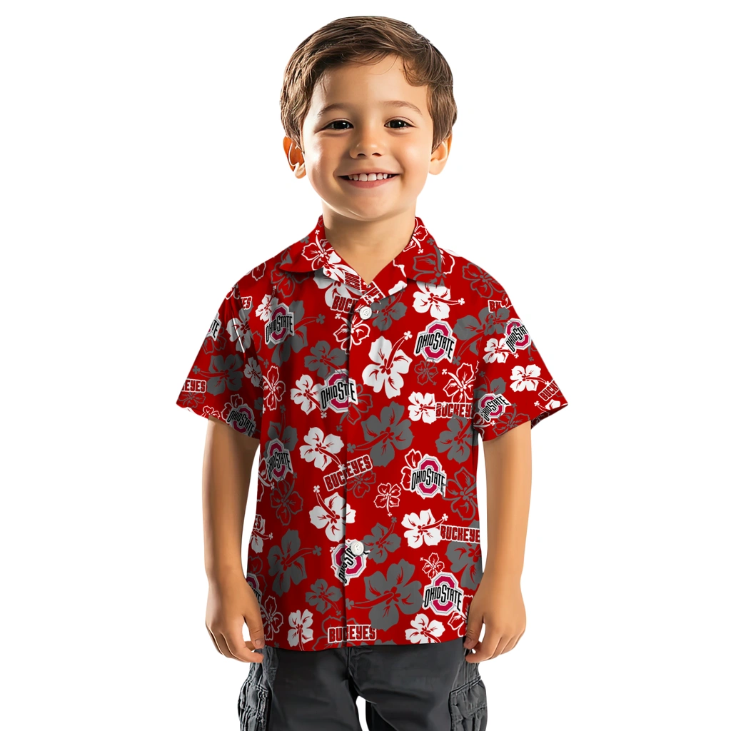 Ohio State Buckeyes Hawaiian Shirt - Hibiscus Flower Design ohio state buckeyes hibiscus bloom scarlet hawaiian shirts top rated