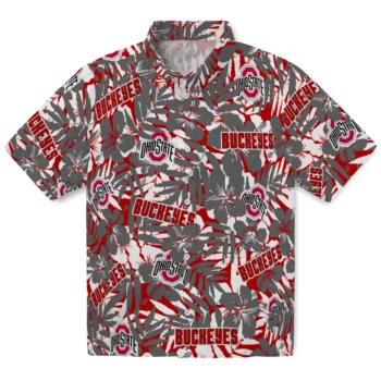 ohio state buckeyes hibiscus overlay hawaiian shirts best selling
