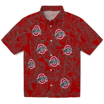 ohio state buckeyes leaf outline scarlet hawaiian shirts best selling